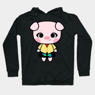 Cute Little Piggy in Ao canh and Black Skirt Hoodie